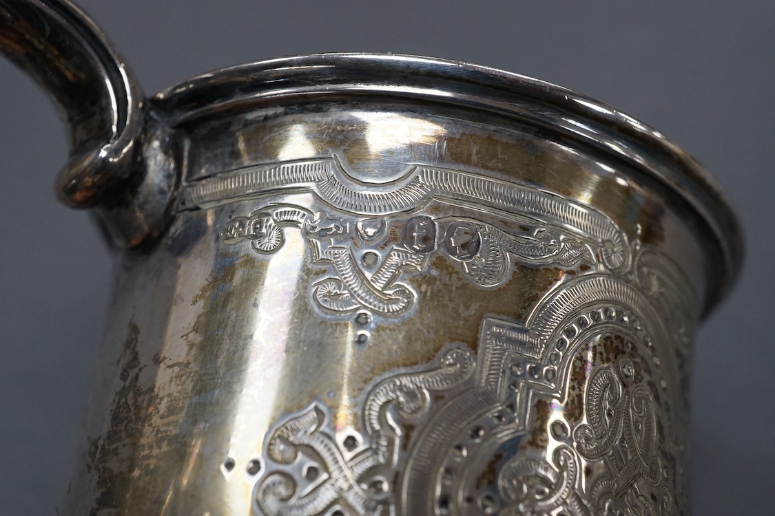 A Victorian engraved silver christening mug, Edward Ker Reid, London, 1871, height 85mm, 133 grams.